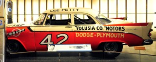 CHARLOTTE, NC - MAY 24: The #42 Plymouth belonging to NASCAR Hall of Fame member Lee Petty is displayed, during the Hall of Honor unveiling at the NASCAR Hall of Fame on May 24, 2011 in Charlotte, North Carolina. (Photo by Jason Smith/ Getty Images for NASCAR)