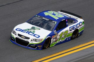 DAYTONA BEACH, FL - FEBRUARY 14: Casey Mears, driver of the #13 GEICO Chevrolet, drives during qualifying for the NASCAR Sprint Cup Series Daytona 500 at Daytona International Speedway on February 14, 2016 in Daytona Beach, Florida. (Photo by Jeff Zelevansky/Getty Images)