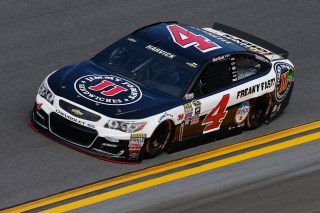 DAYTONA BEACH, FL - FEBRUARY 14: Kevin Harvick, driver of the #4 Jimmy John's Chevrolet, drives during qualifying for the NASCAR Sprint Cup Series Daytona 500 at Daytona International Speedway on February 14, 2016 in Daytona Beach, Florida. (Photo by Jeff Zelevansky/Getty Images)