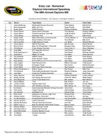 Daytona 500 entry list 2016