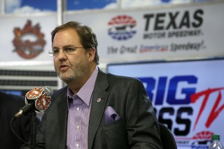 FORT WORTH, TX - MARCH 19: Texas Motor Speedway President Eddie Gossage speaks during the press conference for the unveiling of "Big Hoss" the largest HD video board in the world at Texas Motor Speedway on March 19, 2014 in Fort Worth, Texas. (Photo by Gary Miller/Getty Images for Texas Motor Speedway)