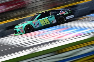 CHARLOTTE, NC - MAY 15: Dale Earnhardt Jr., driver of the #88 Mountain Dew Baja Blast Chevrolet, practices for the NASCAR Sprint Cup Series All-Star Race at Charlotte Motor Speedway on May 15, 2015 in Charlotte, North Carolina. (Photo by Jared C. Tilton/Getty Images)