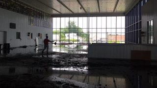 Shop floor at ThorSport Racing after a fire there on Monday. (Photo by ThorSport Racing)