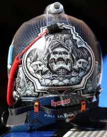 HAMPTON, GA - FEBRUARY 26: A view of the helmet for Dale Earnhardt Jr (not pictured), driver of the #88 Nationwide Chevrolet, during practice for the NASCAR Sprint Cup Series Folds of Honor QuikTrip 500 at Atlanta Motor Speedway on February 26, 2016 in Hampton, Georgia. (Photo by Matt Hazlett/Getty Images)