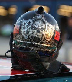 JOLIET, IL - JULY 09: A general view of the helmet of Dale Earnhardt Jr., driver of the #88 AMP Energy/National Guard Chevrolet, during qualifying for the NASCAR Sprint Cup Series LifeLock.com 400 at Chicagoland Speedway on July 9, 2009 in Joliet, Illinois. (Photo by Jonathan Daniel/Getty Images)