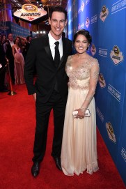 LAS VEGAS, NV - DECEMBER 02: NASCAR Sprint Cup Series driver Joey Logano and his wife Brittany attend the 2016 NASCAR Sprint Cup Series Awards at Wynn Las Vegas on December 2, 2016 in Las Vegas, Nevada. (Photo by Ethan Miller/Getty Images)
