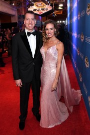 Kyle Busch and his wife Samantha. (Photo by Ethan Miller/Getty Images)