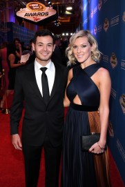 LAS VEGAS, NV - DECEMBER 02: NASCAR Sprint Cup Series driver Kyle Larson and his girlfriend Katelynn Sweet attend the 2016 NASCAR Sprint Cup Series Awards at Wynn Las Vegas on December 2, 2016 in Las Vegas, Nevada. (Photo by Ethan Miller/Getty Images)