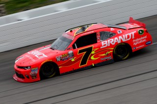KANSAS CITY, KS - OCTOBER 15: Justin Allgaier, driver of the #7 BRANDT Chevrolet, races during the NASCAR XFINITY Series Kansas Lottery 300 at Kansas Speedway on October 15, 2016 in Kansas City, Kansas. (Photo by Jeff Curry/Getty Images)